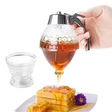 8 oz Honey Dispenser No Drip Glass with Plast...