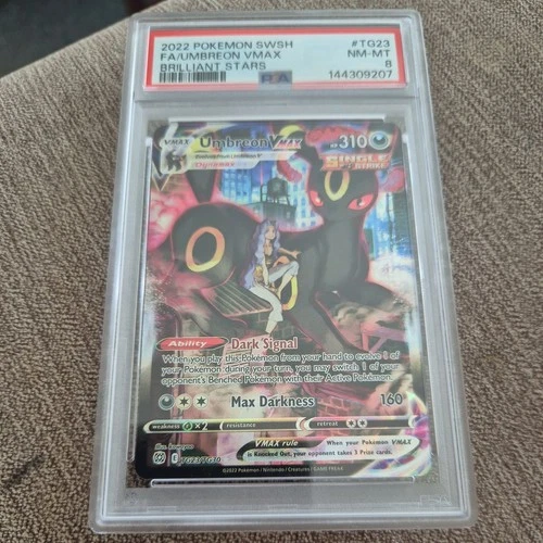 2022 POKEMON SWORD & SHIELD BRILLIANT STARS #TG23 FULL ART/UMBREON VMAX PSA 8
