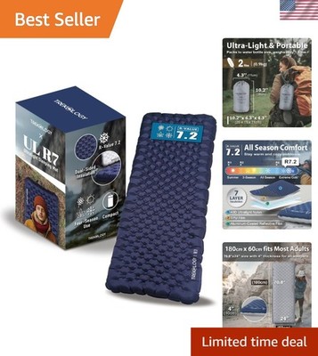 Ultra-Lightweight 4'' Camping Sleeping Pad - 7.2 R-Value for -Round Comfort