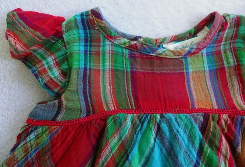 NWT RALPH LAUREN Girls Red, Blue & Green Plaid Dress Set(Size 3M, 6M) MSRP$59.50 - Picture 4 of 5