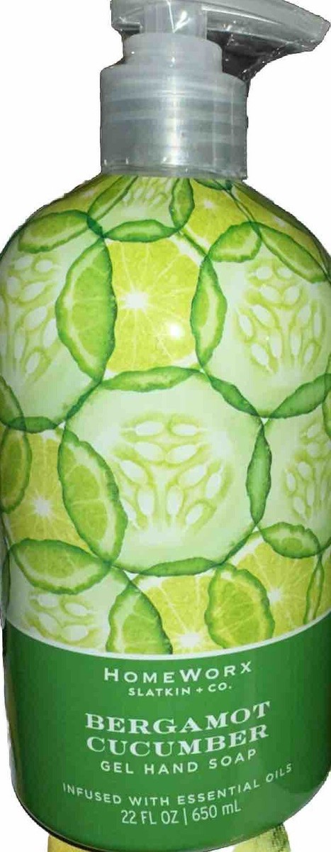 HomeWorx SLATKIN Co. 2-BERGAMOT CUCUMBER GEL HAND SOAP Infused w