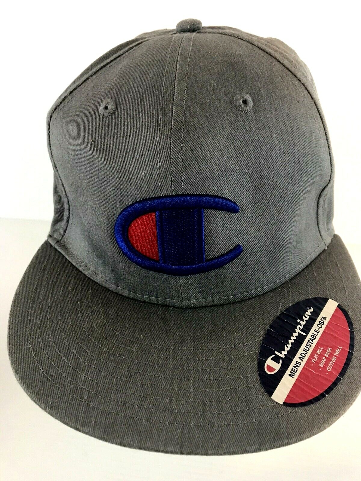 Champion Script Logo Snapback Hat Gray - image 1
