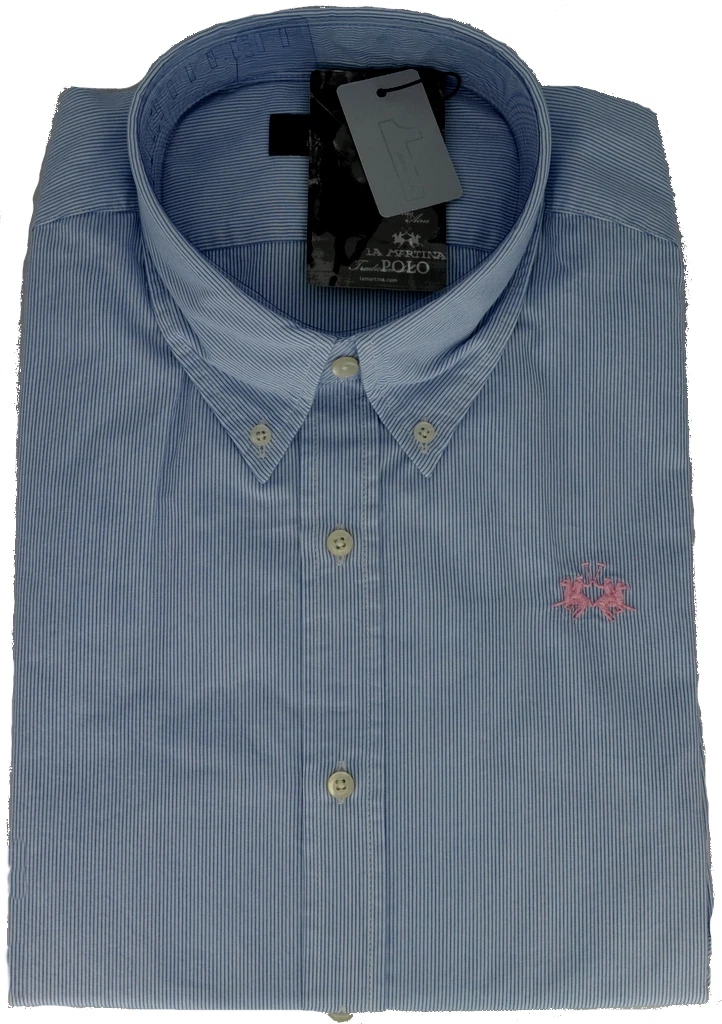 Camicia Camicia Uomo Azzurra Bianca Maniche Lunghe La Martina Maniche Uomo Th