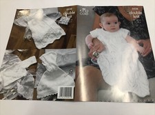KNITTING PATTERN Baby Christening Dress/Robe Cardigan Poncho DK King Cole 3536