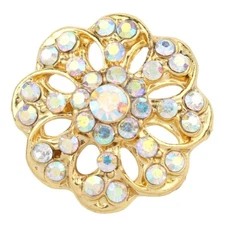 Snap Jewelry Rhinestone Flower Gold Base 18-20mm Fits Ginger Charm Accessories