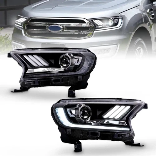 2X Per Ford Ranger 2015-2019 Gruppo Fari LED Doppio Faro Proiettore Lente - Foto 2 di 23