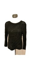 Polo Ralph Lauren Black Cable Knit Crewneck Sweater, Size Small