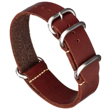 Crazy Horse Leather One Piece Watch Band - Oxblood Red - 18, 20, 22 or 24mm