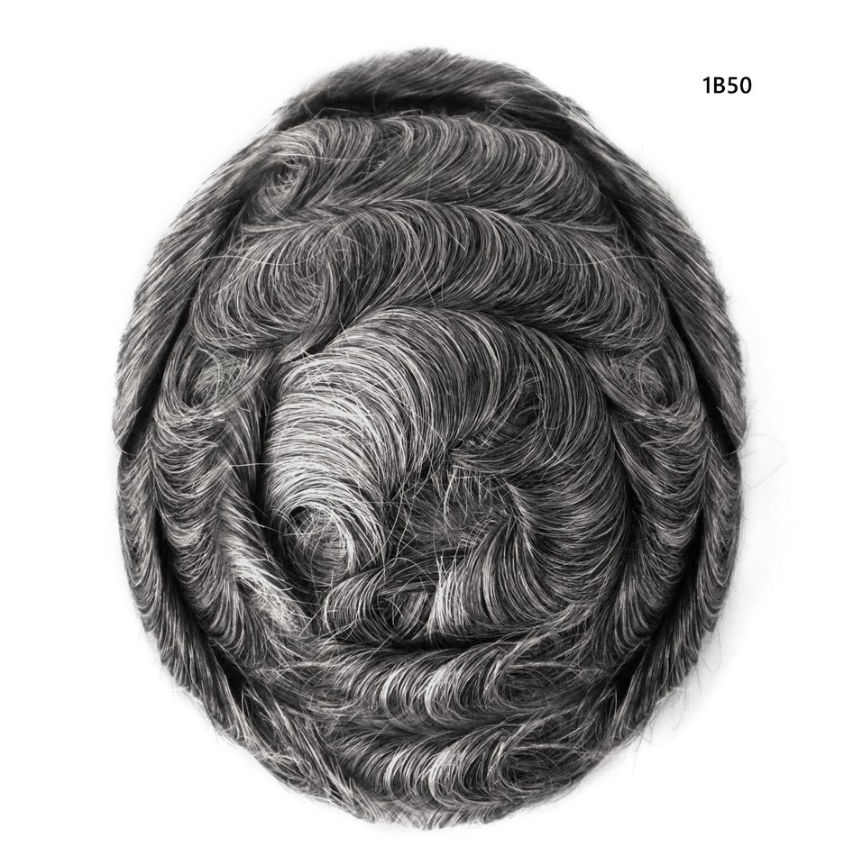 Men's Human Hair Toupee Replacement System - Poly Skin V-Loop Hairpiece, Multiple Colors 6 thumbnail image
