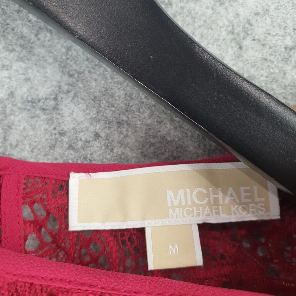 Blusa Michael Kors feminina média vermelha renda manga longa gola redonda 10155 - Imagem 2 de 4