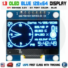 1.3" SPI 128X64 LED OLED LCD Display Module Arduino Blue Color SSH1106 US