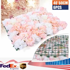 6 Pcs Artificial Silk Flower Wall Panel Floral Backdrop Party Wedding Decoration