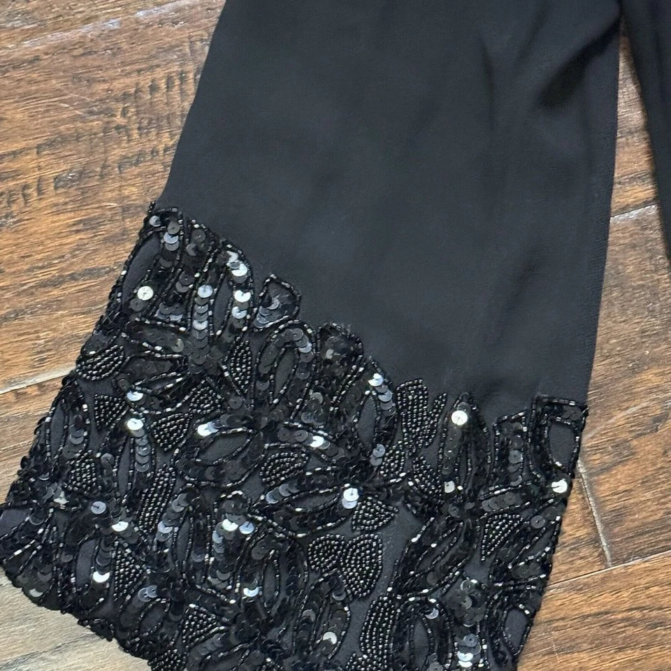 Blazer feminino vintage Lillie rubi M preto seda miçangas brilho jaqueta cidade menina - Imagem 3 de 4