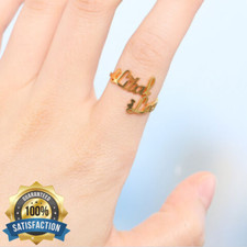 Adjustable Ring Gold 2 Two Name Ring Custom Spiral Your Text Personalized Band