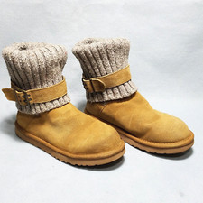 UGG Australia Cambridge Suede Winter Boots Women 7 Chestnut Convertible Knit