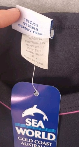 Seaworld Ladies Singlet Top Black Pink Flower Logo Print 3XL Faux Layer 2012 - Picture 7 of 7