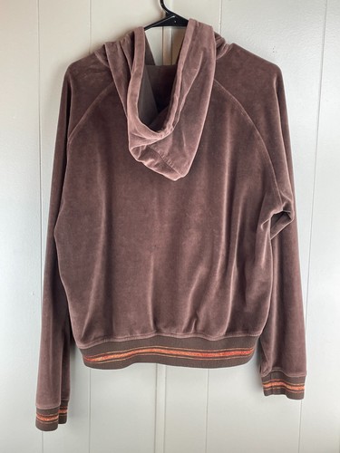 Nana Fashion Retro Velour Hoodie Women's 2XL Brown Velour Raglan Sleeve Full Zip - Picture 12 of 21