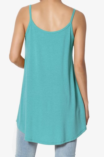 TheMogan Women's Scoop V Neck Stretch Draped Jersey Flared Camisole Tunic Top - Picture 160 of 302