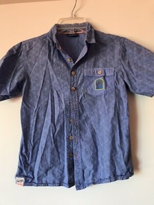Naartjie kids boy blue indigo buttoned shirt with pocket sz 10 years 100% cotton