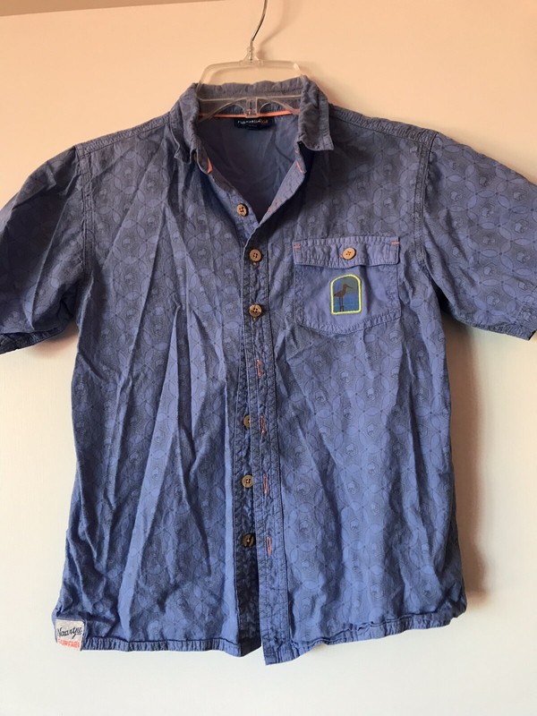 Naartjie kids boy blue indigo buttoned shirt with pocket sz 10 years 100% cotton