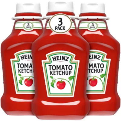 Heinz Tomato Ketchup 44 oz, 3 Ct Gluten Free Condiment Fries Food Kitchen Sauces
