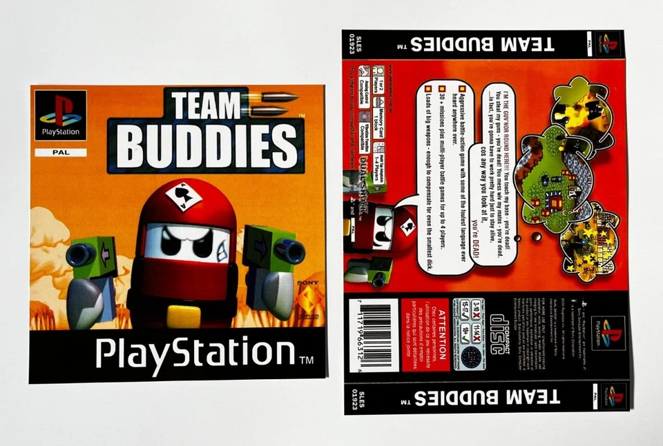 Team Buddies PlayStation PS1 Replacement Inlay Covers Front Back - Image 2 of 4