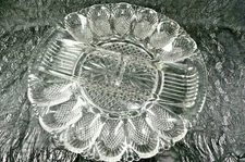 Vintage Indiana Pressed Glass Deviled Egg Relish Tray 1950’s Hobnail  Clear