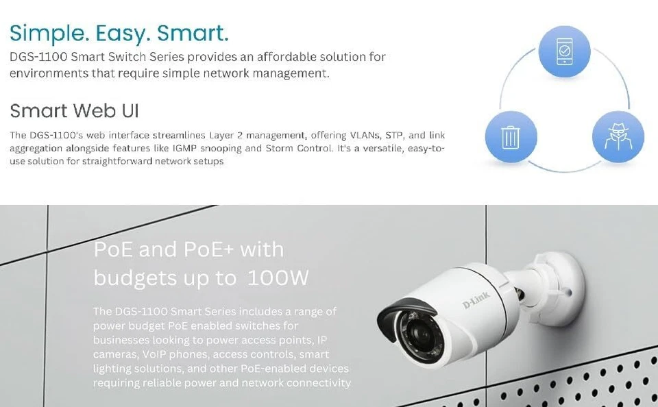 DGS 1100 05PDV2 5 Port PoE Powered Smart Managed Gigabit Switch - Image 2 of 4