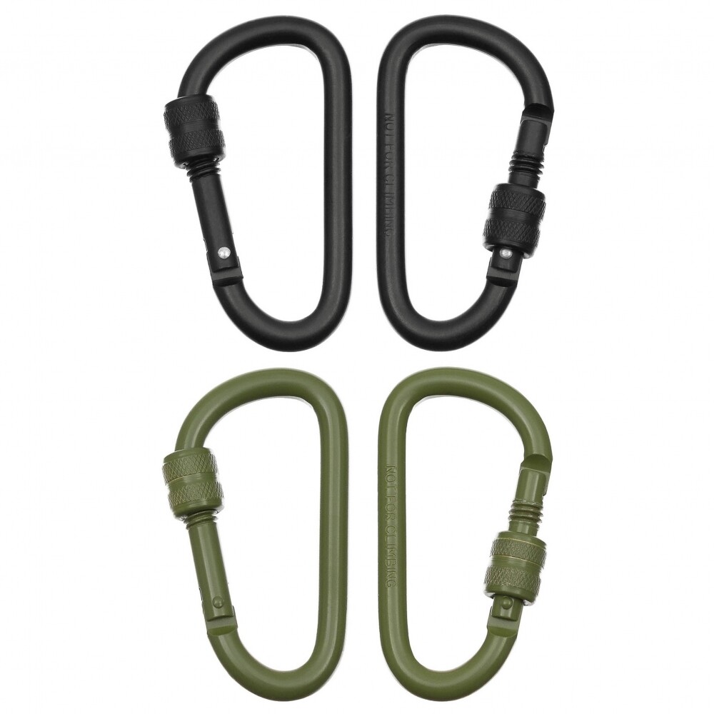 Nevoluxer 8er Set D-Karabiner Schwarz - Schraubkarabiner 42x20mm