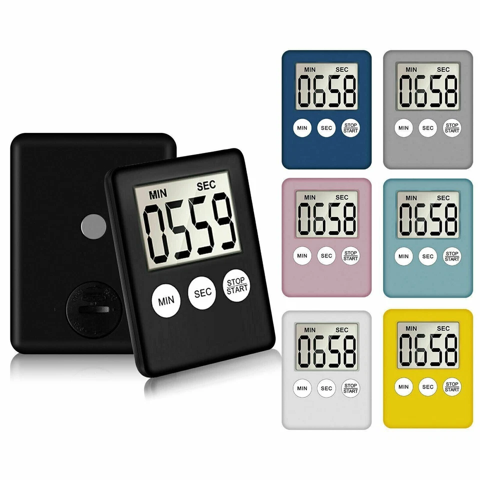 2PCS Magnetic LCD Digital Kitchen Large Timer Loud Alarm Count-Down Up Clock - Image 3 of 4