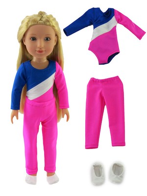 Hot Pink 3pc Gymnastics Pant Set Fits Wellie Wisher 14.5/" American Girl Clothes