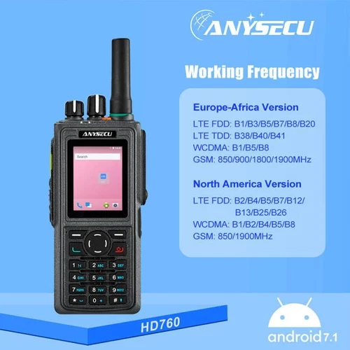 ANYSECU HD760 IP67 4G Radio Red Zello Android 7.1 WIFI Real-ptt Cargador Base - Imagen 4 de 16