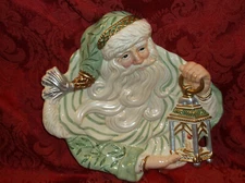 Fitz and Floyd Gregorian Santa With Lantern Canape Serving Plate Holiday NICE!