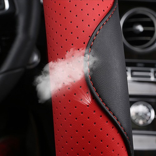 PU Leather Sport Style Car Steering Wheel Cover Non-slip Sweat Breathable 15Inch - Picture 5 of 12