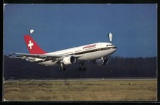 Postcard SwissAir Airbus A310 Europe
