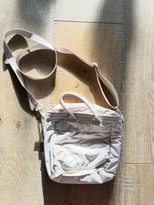 Uniqlo Beige Mini Crossbody Bag Padded Nylon Adjustable Strap Casual