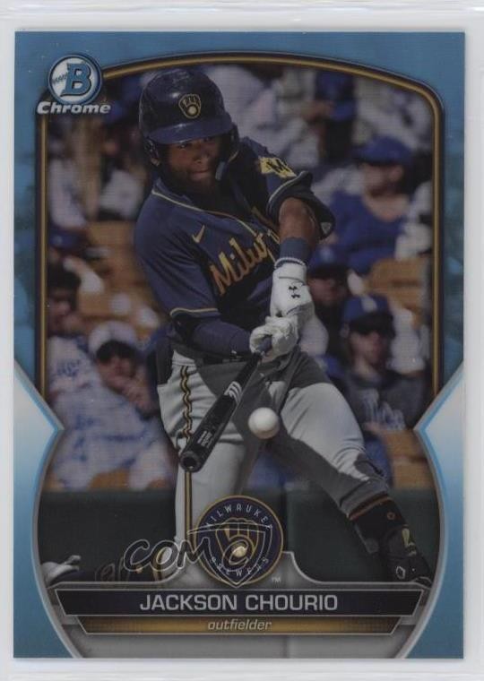 2023 Bowman Draft Chrome Sky Blue Refractor Jackson Chourio #BDC-156 05p9