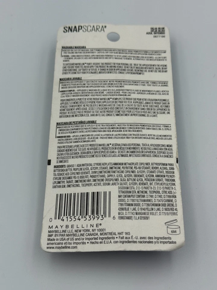 3 PACK Maybelline Snapscara Washable Volume Mascara #330 Deja Blue NEW - Image 3 of 4