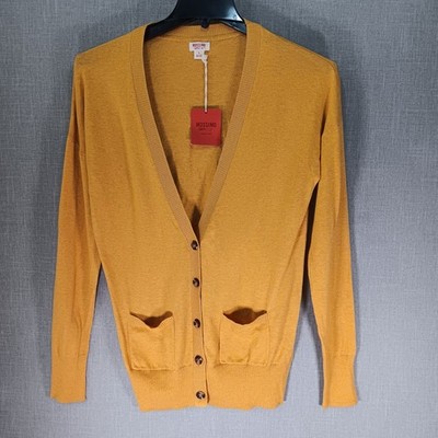 Mossimo Cardigan Sweater V Neck Pockets Mustard Yellow NEW COTTON Lightweight