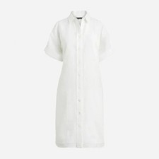 J CREW Capitaine Shirt Dress in Linen White Size Small 2024 Spring Summer Preppy