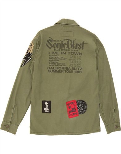 Camisa gráfica militar REPLAY para hombre mediana verde algodón DB41 - Imagen 2 de 4