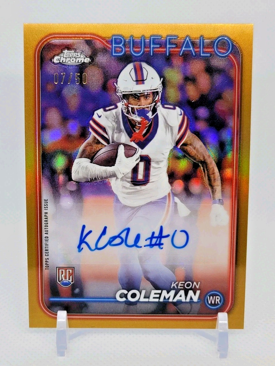 KEON COLEMAN - 2024 Topps Chrome RC Auto TRUE GOLD Refractor Bills #RA-KCO 7/50