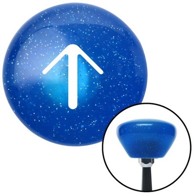 White Solid Pointing Arrow Up Blue Retro Metal Flake Shift Knob M16x1.5 Insert