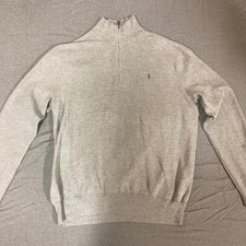 Polo Ralph Lauren Mens XL Quarter Zip Pullover Sweater Grey Cotton 185/104A