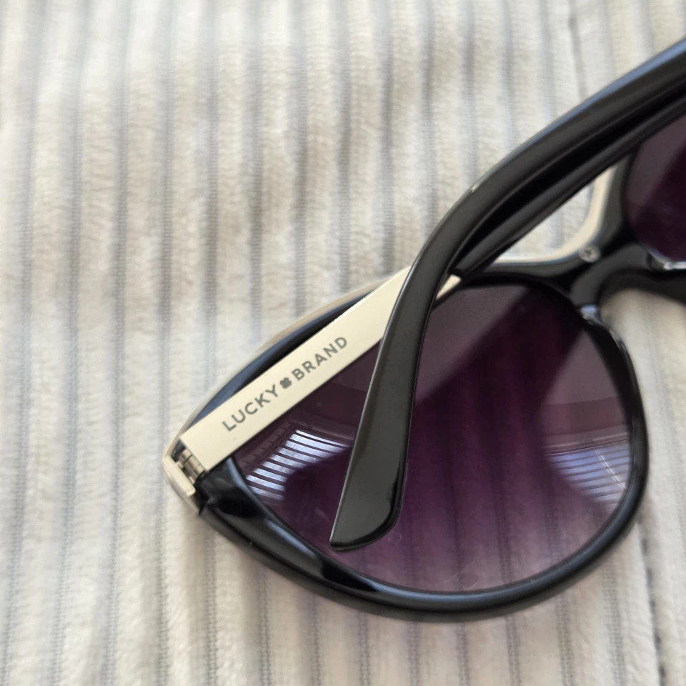 Lucky Brand ~ Topanga Sunglasses 53-20-141 Black Silver Frames Weekender Travel - Image 3 of 4