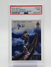 ZION WILLIAMSON 2023-24 SELECT IN FLIGHT AUTO BLUE PRIZM /49 PSA 9 Q3098