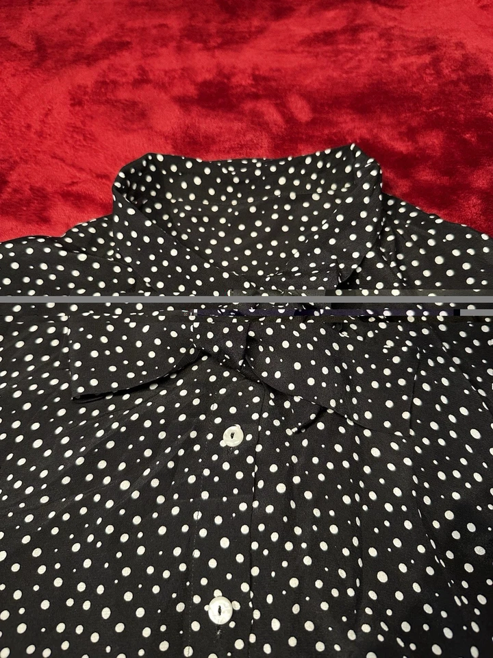 Dolce & Gabbana Polka Dot Silk Button Down With Tie Neck Staff Piece Sz 40 Used - Image 2 of 4