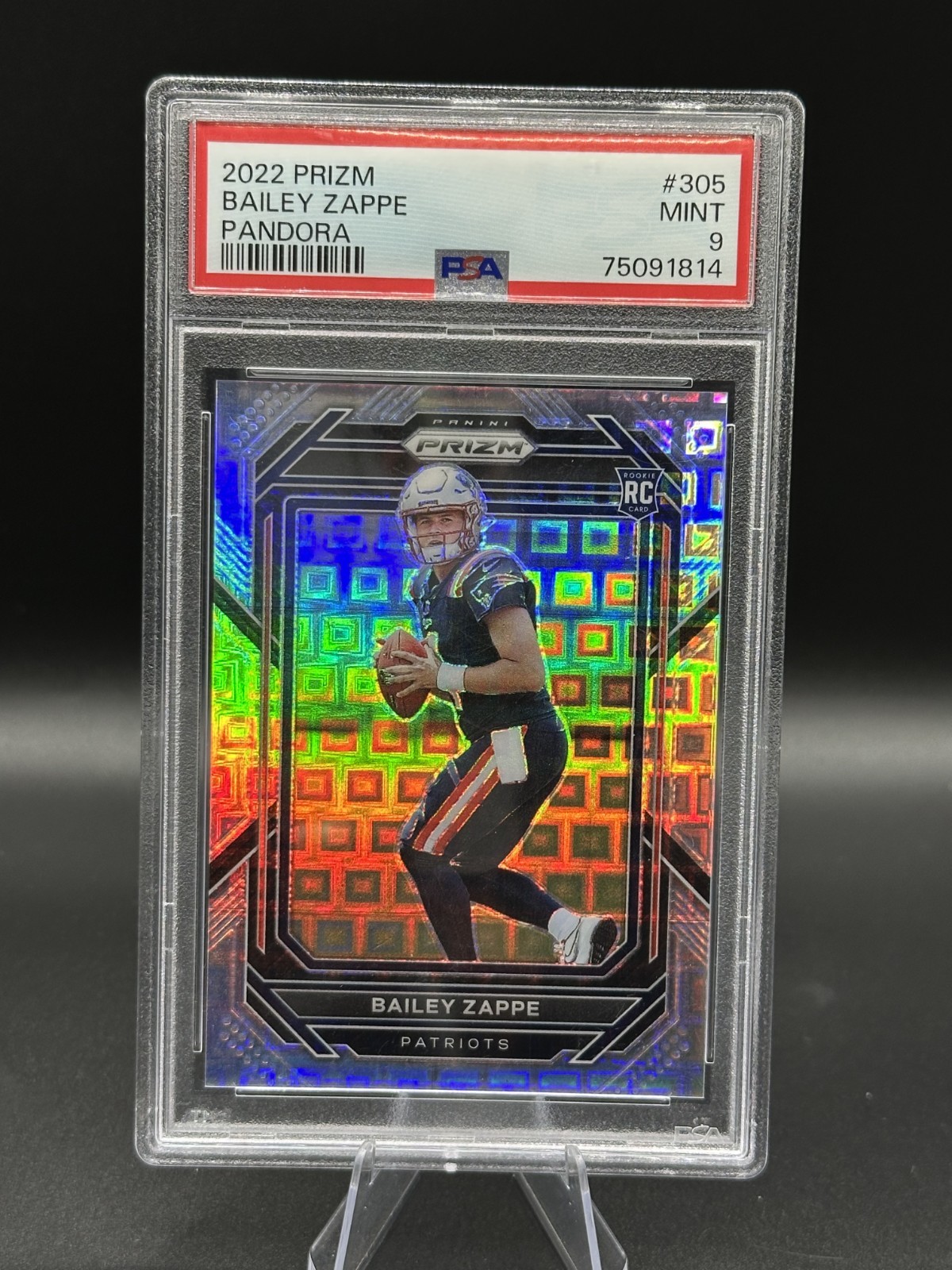 2022 Panini Prizm - Rookies Bailey Zappe #305 Pandora Prizm /400 (RC) PSA 9