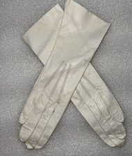 MANTESSA Vintage Women's Leather Gloves Unlined Ivory w/Bag France 6.5 NOS