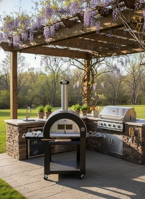 BLACK STAINLESS  XL Size Wood Fired Outdoor Stainless Steel Pizza Oven BBQ Grill